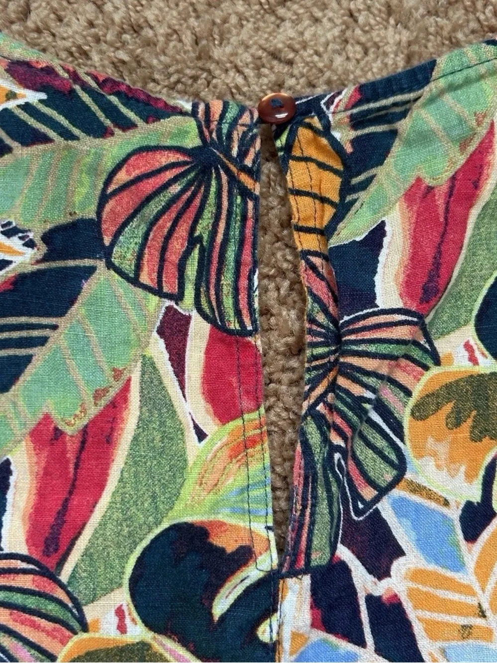 C&C CA Linen Shift Dress Medium Colorful Bold Tropical Resort Beach Cottage Vaca - Picture 9 of 11